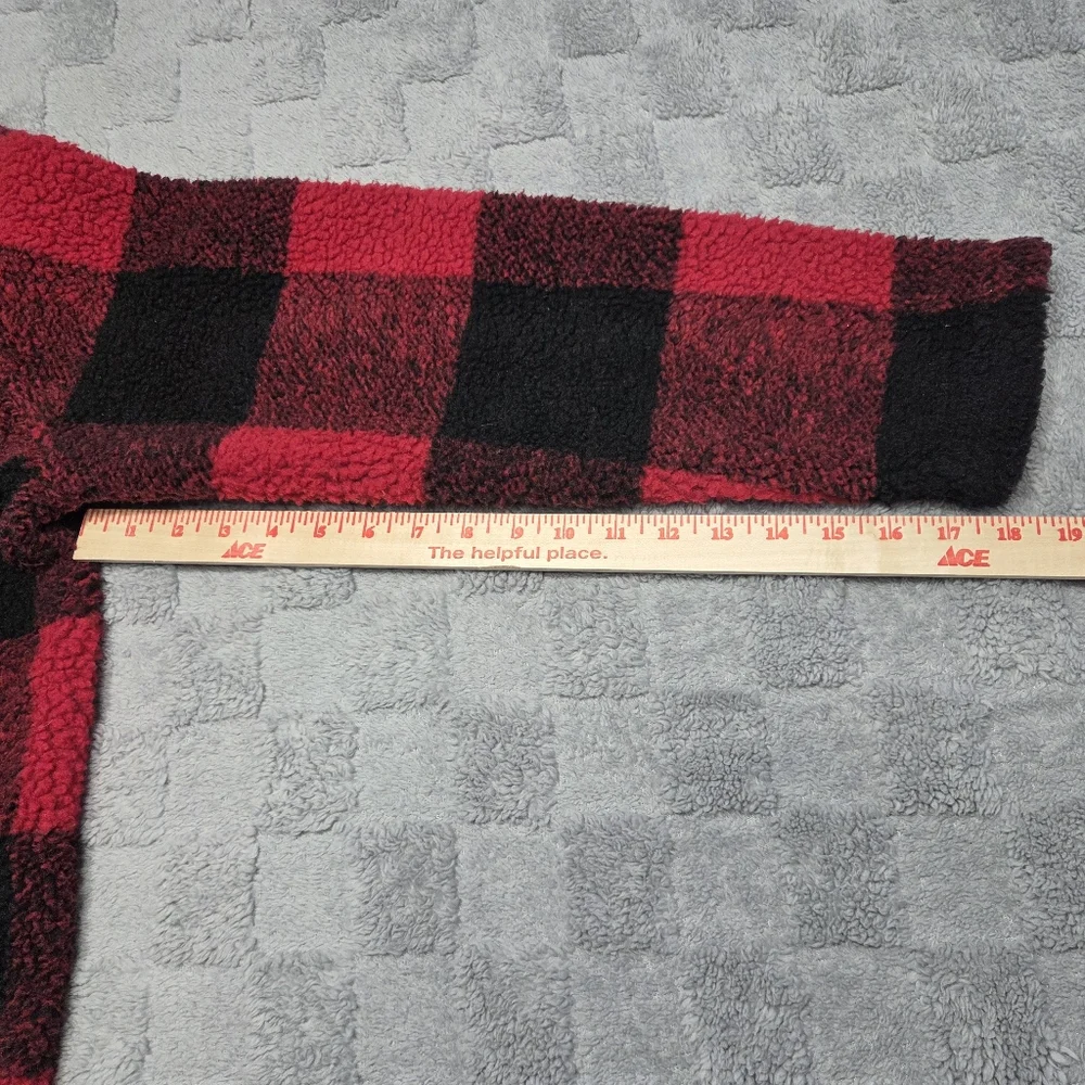 Maurices Red and Black Buffalo Check Sherpa Coat Size XL Womans - Picture 6 of 9